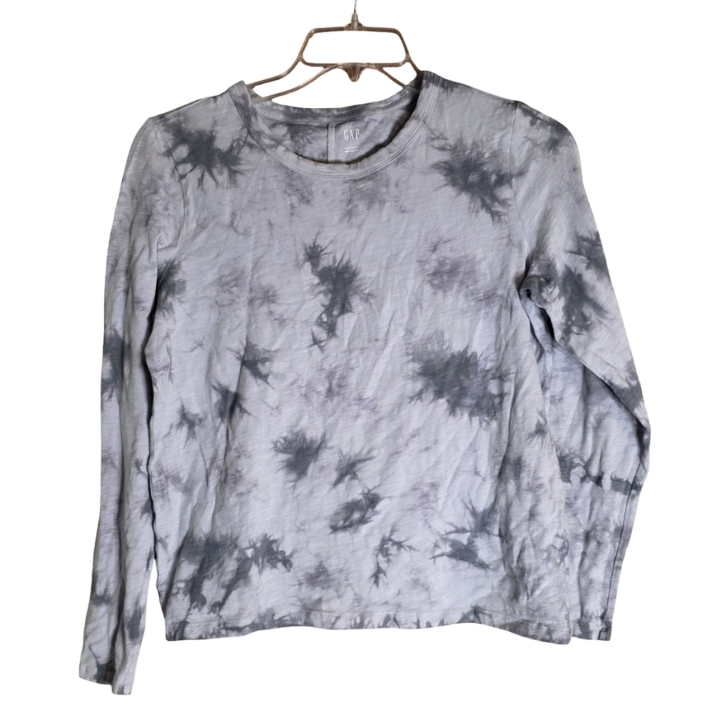 GAP ForeverSoft Gray Tie Dye Long Sleeve Tee Large